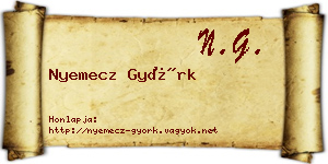 Nyemecz Györk névjegykártya